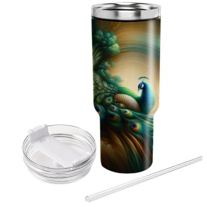 Radiant Peacock Plume  Travel Tumblers