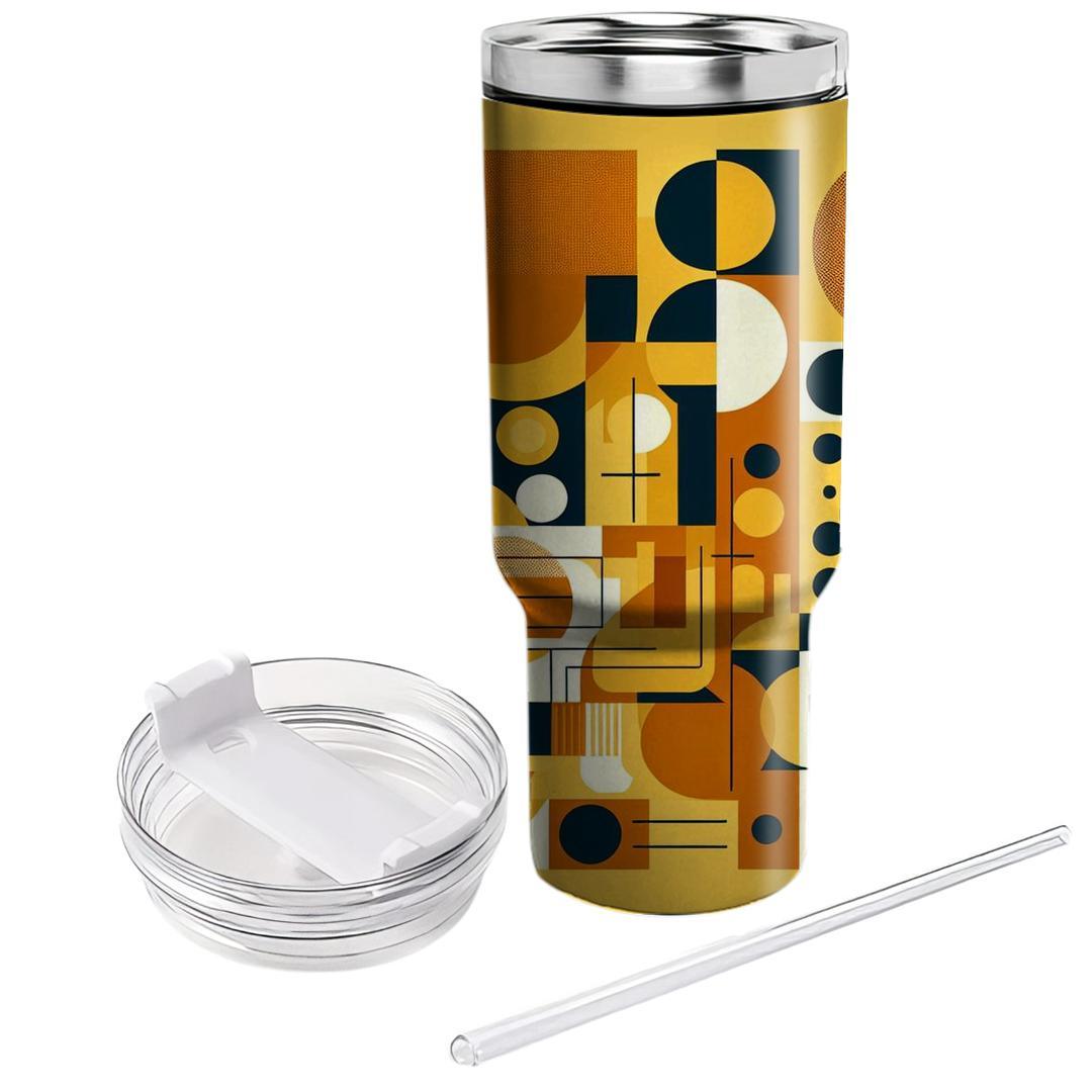 Mustard Abstract Grid  Personalized Tumblers