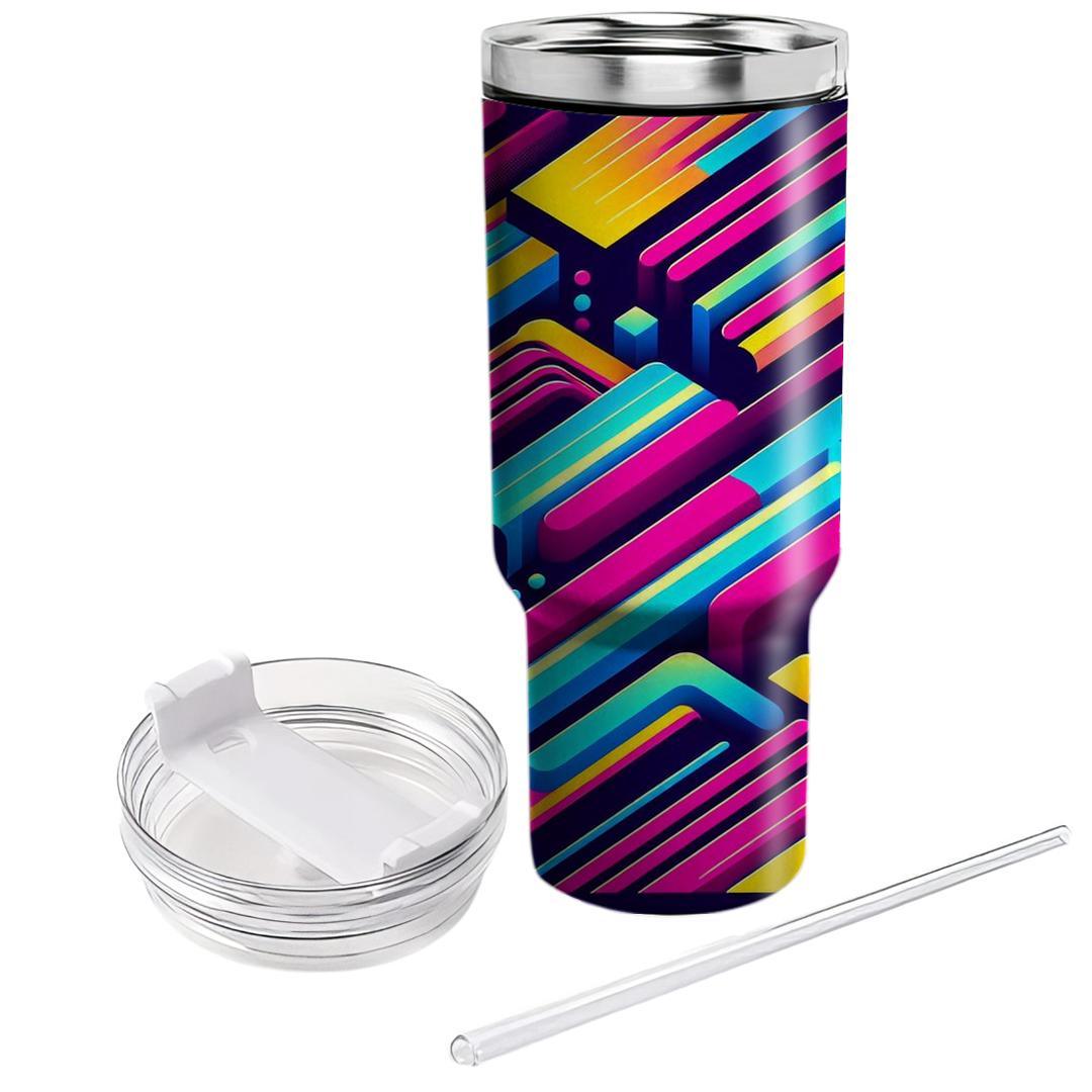 Bright 80s Stripes  Personalized Tumblers