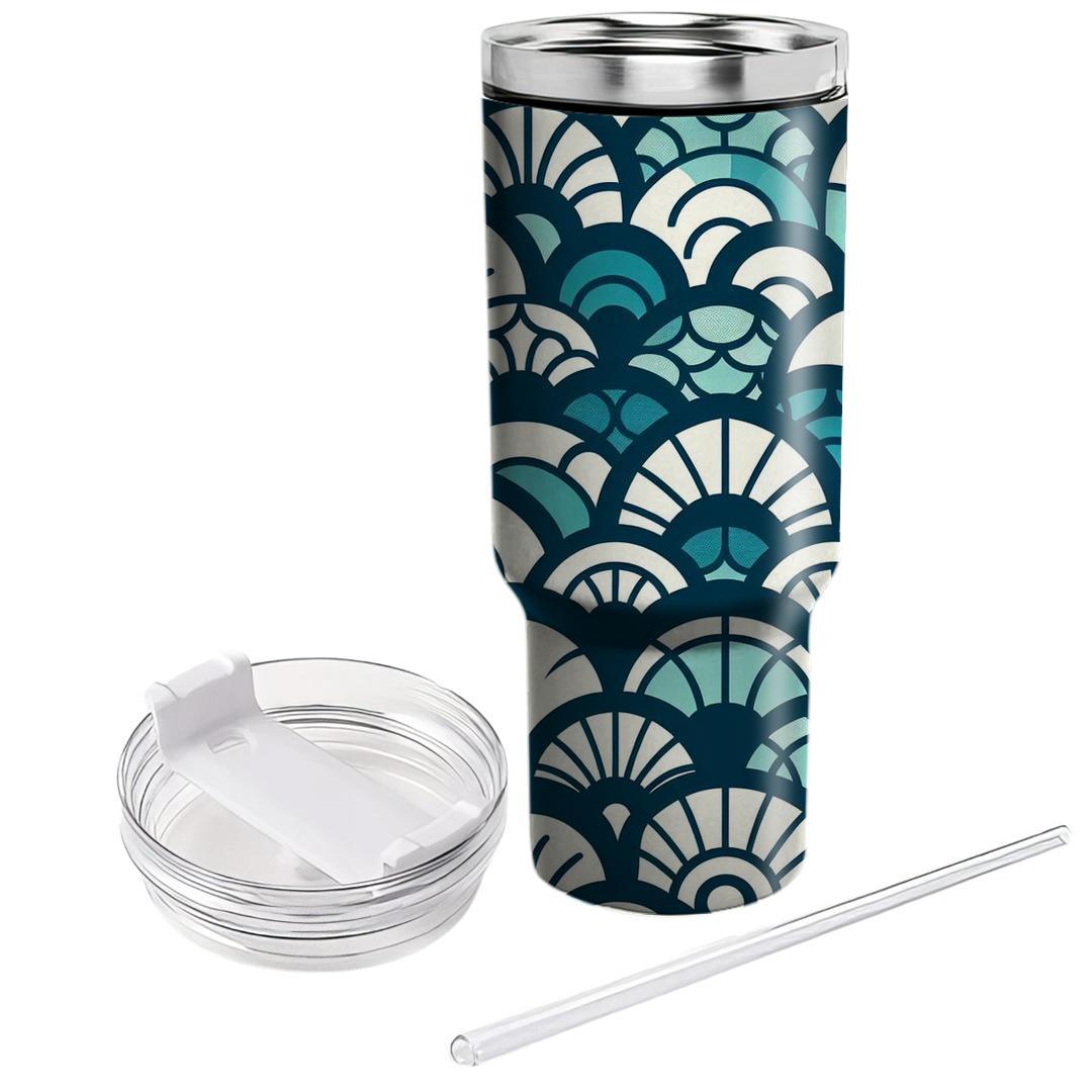 Stylized Fish Scale Pattern  Tumblers With Lids