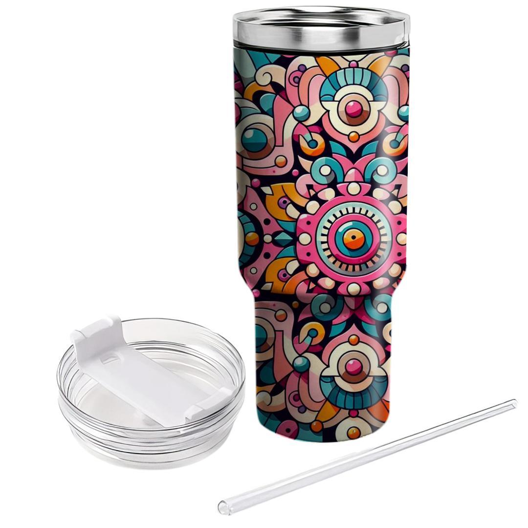 Funky Kaleidoscope Pattern  Travel Tumblers