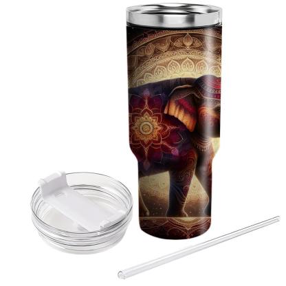 Ornate Elephant Mandala  Travel Tumblers