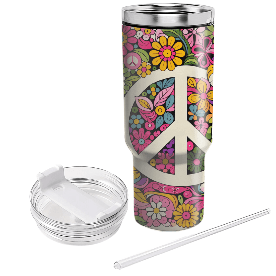 Flower Power Peace  Personalized Tumblers