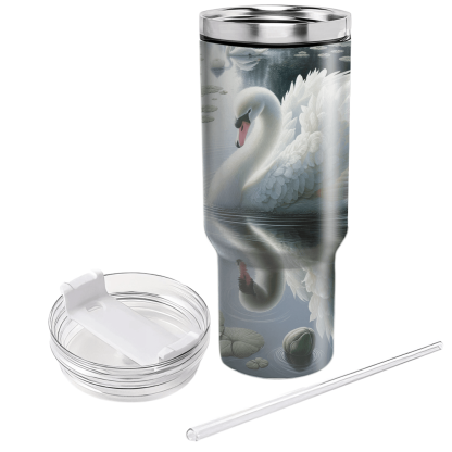 Elegant Swan Serenade  Tumblers With Lids