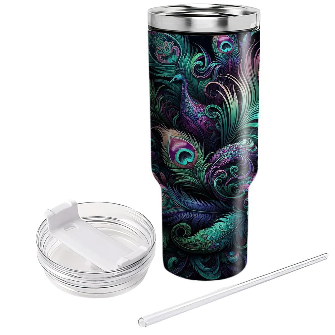 Peacock Feather Blooms  Tumbler Cups