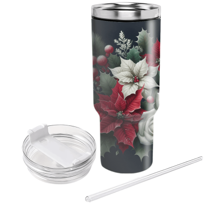 Winter Floral Wonder  Tumblers With Lids