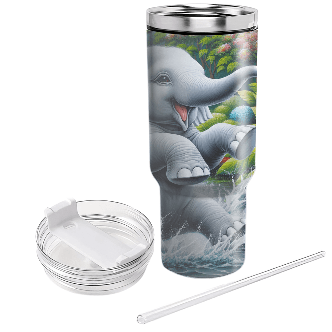 Joyful Elephant Splash  Tumblers With Lids