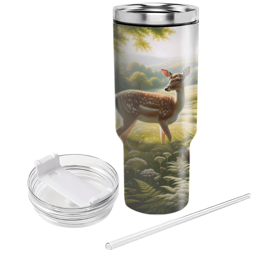Gentle Deer In Meadow  Tumbler Cups
