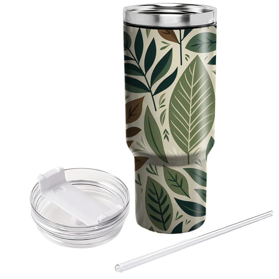 Stylized Leaf Motif  Tumblers With Lids