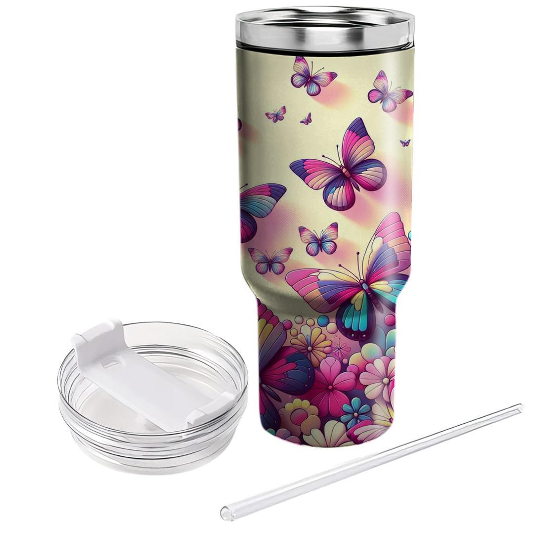 Joyful Rainbow Butterflies  Tumbler Cups