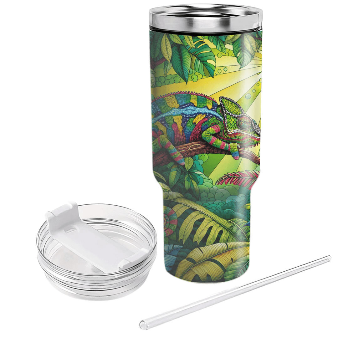 Colorful Chameleon Charm  Tumblers With Lids