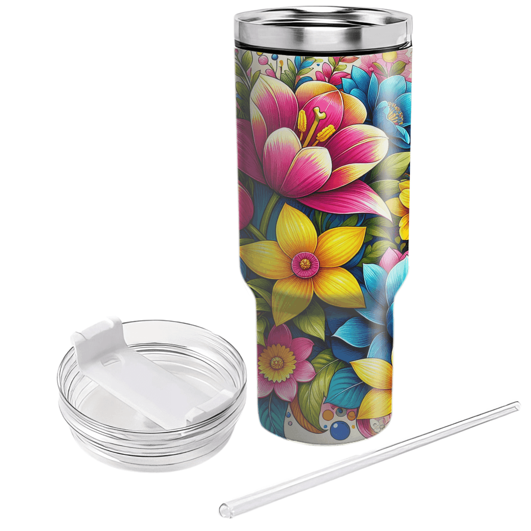 Spring Floral Burst  Personalized Tumblers