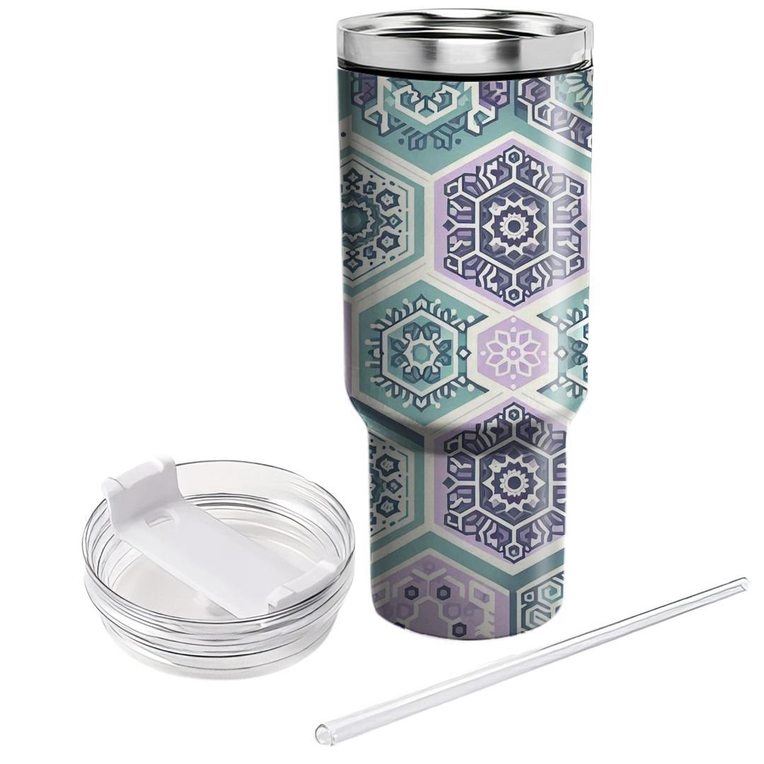 Hexagonal Floral Bliss  Tumblers With Lids