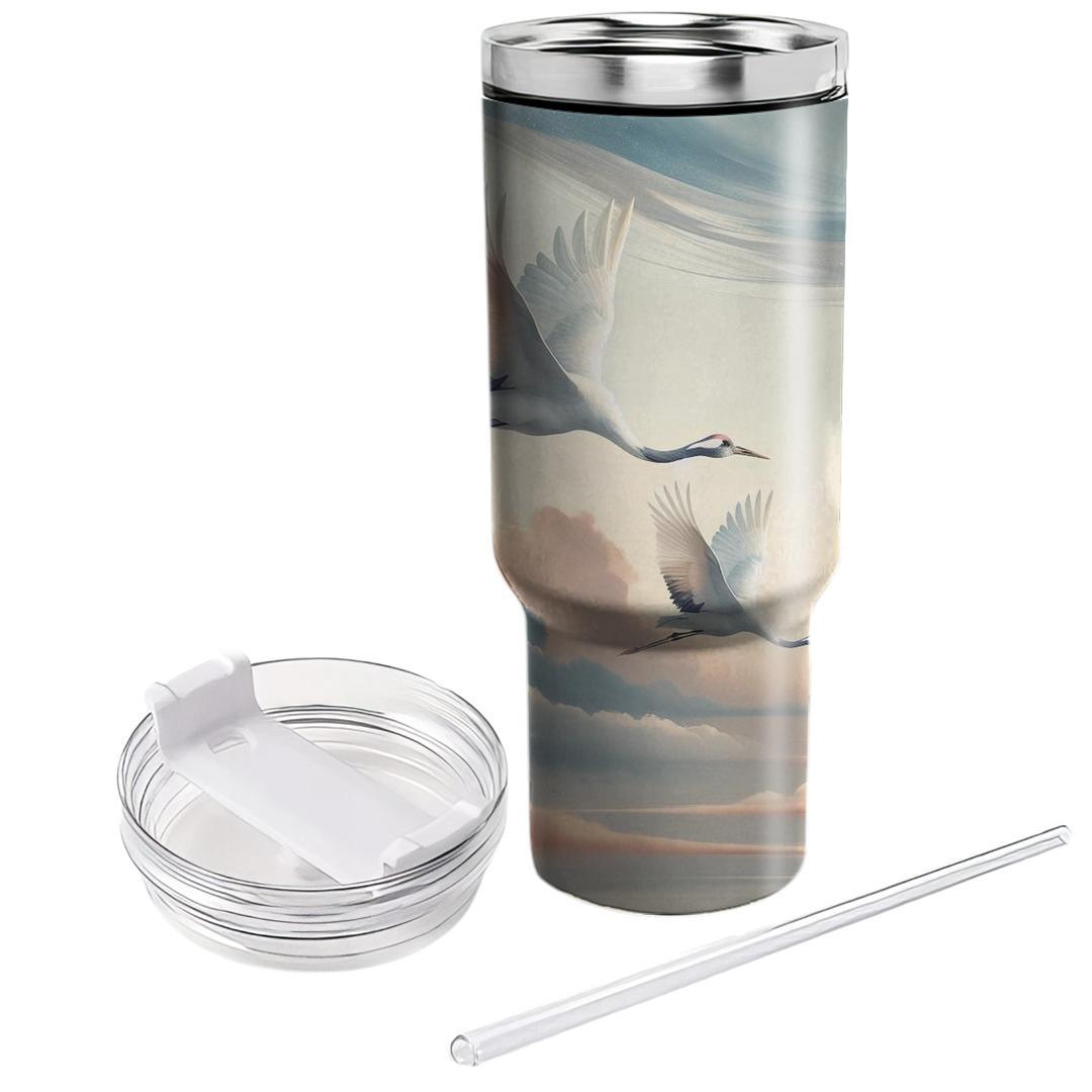 Celestial Crane Serenity  Travel Tumblers