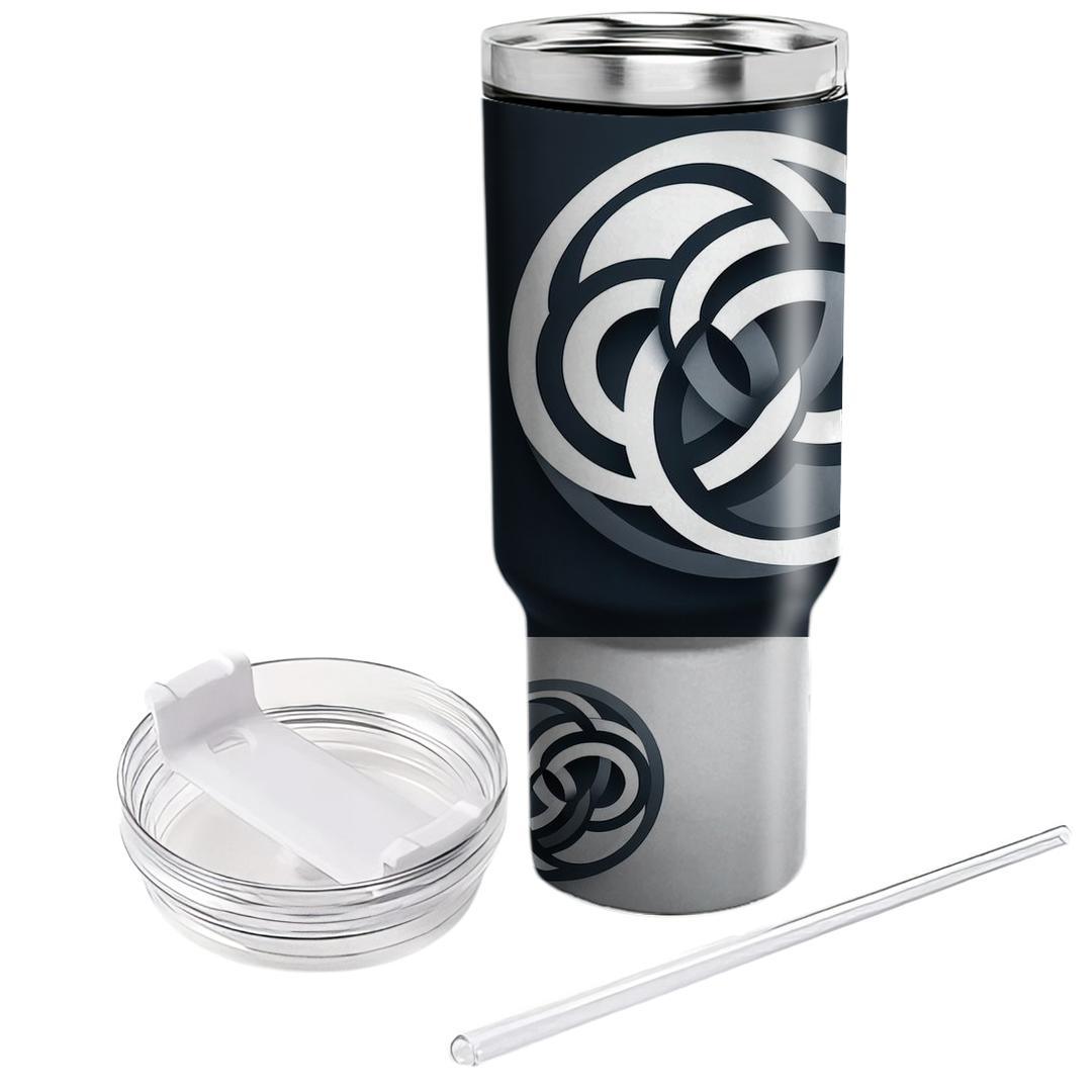 Elegant Interlocking Circles  Tumblers With Lids