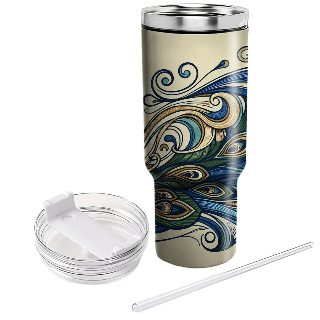 Art Nouveau Peacock  Personalized Tumblers