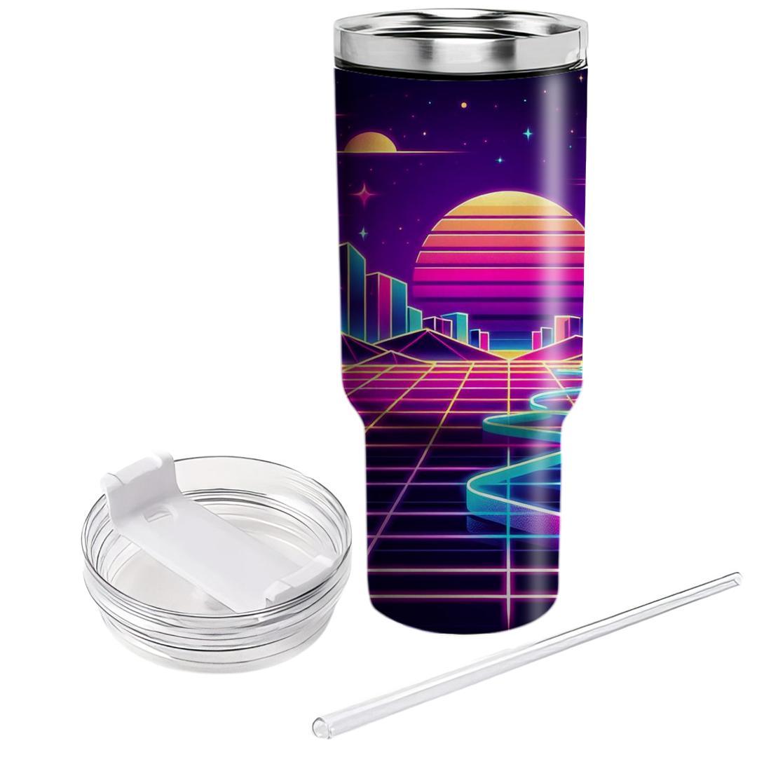 Retro Synthwave Scape Travel Tumblers