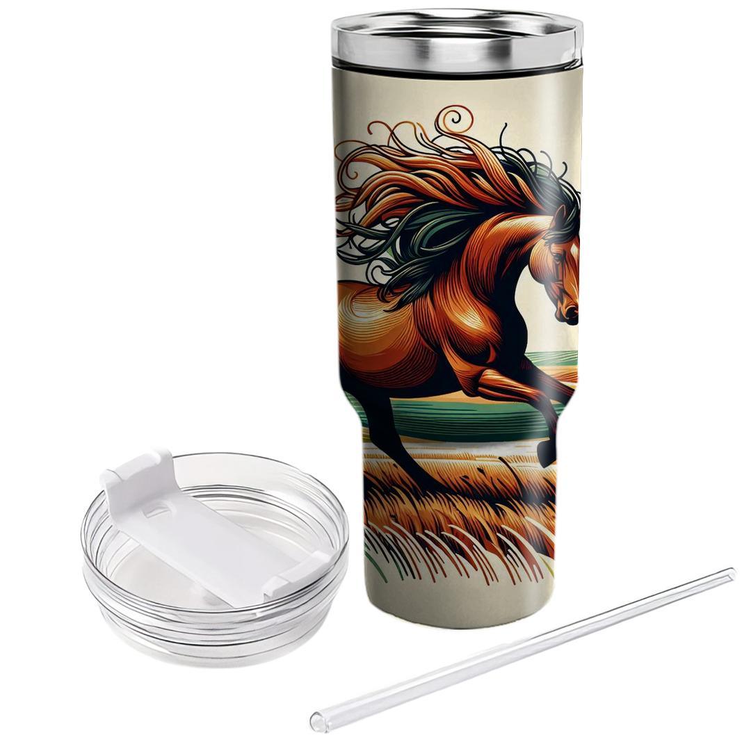 Majestic Horse Running  Personalized Tumblers