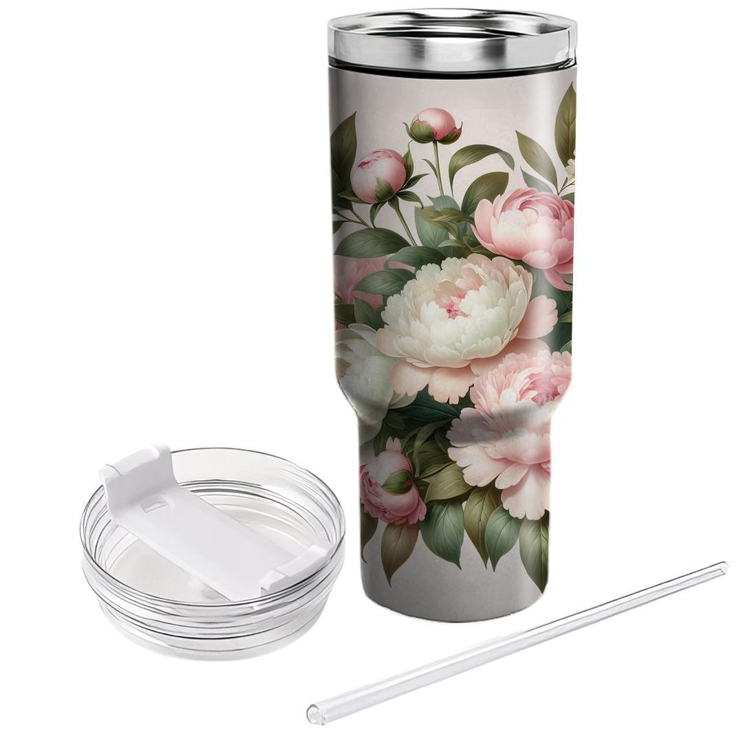 Pink Peony Perfection Personalized Tumblers