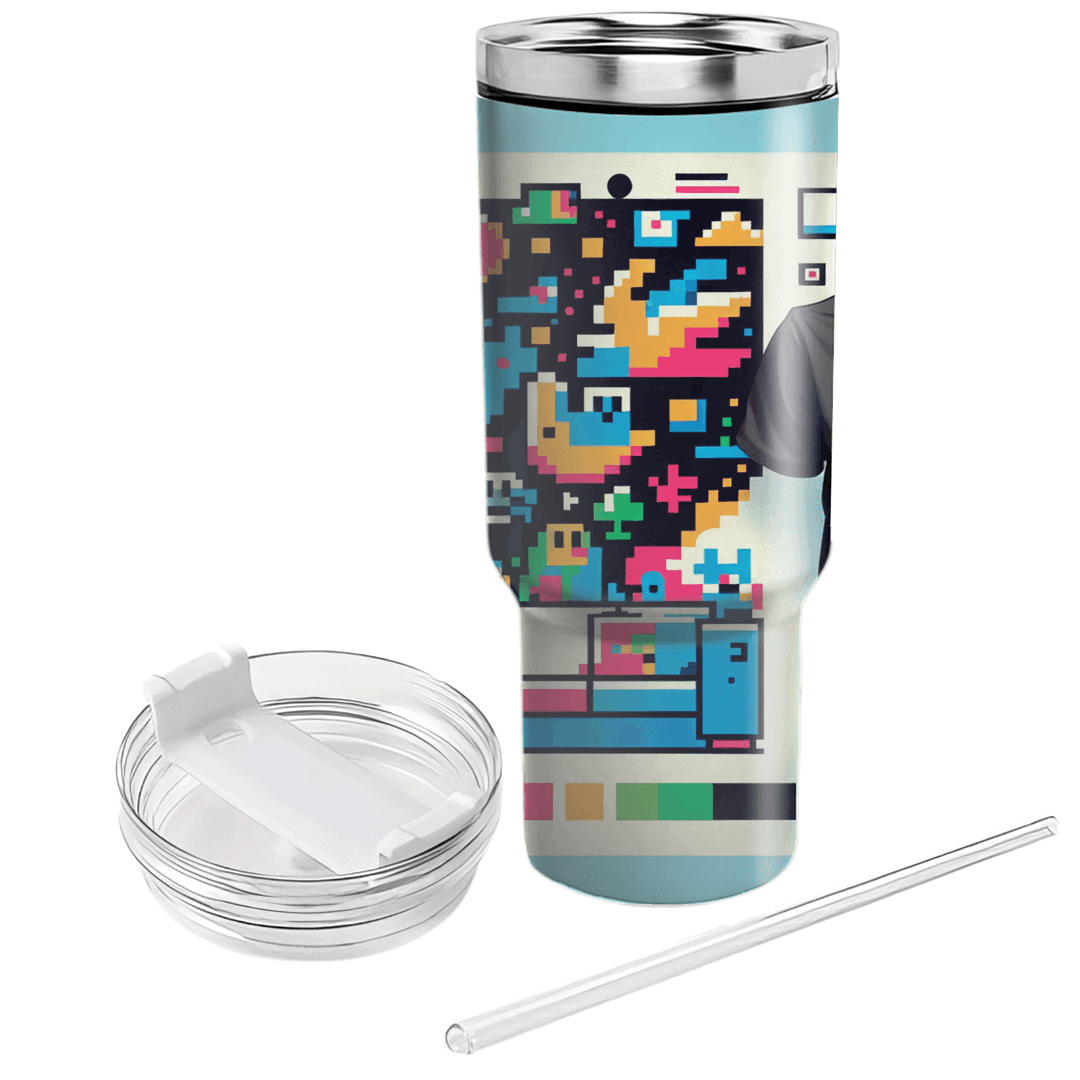 Pixel Art Retro Video Game Tee Custom Tumblers