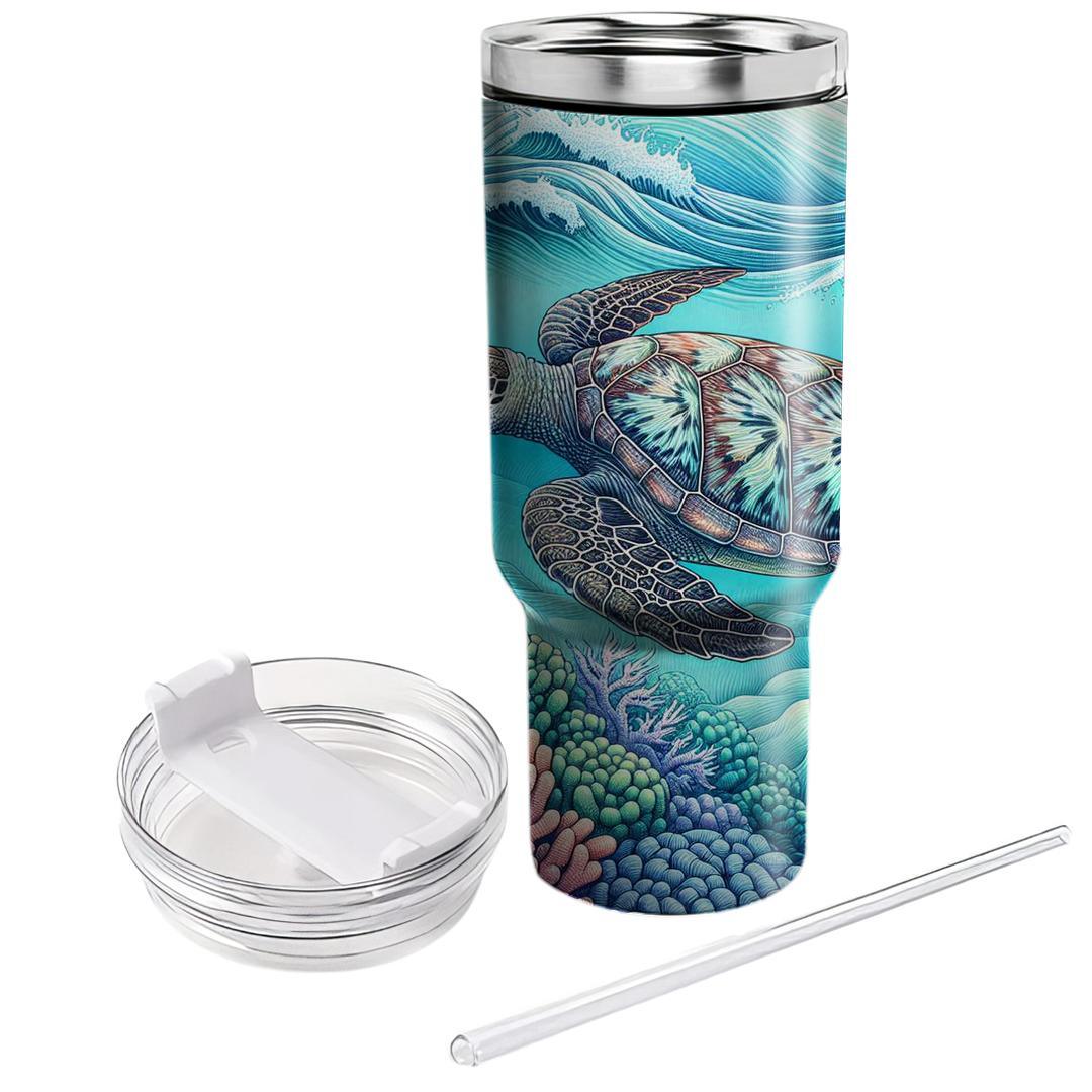 Oceanic Turtle Harmony  Personalized Tumblers