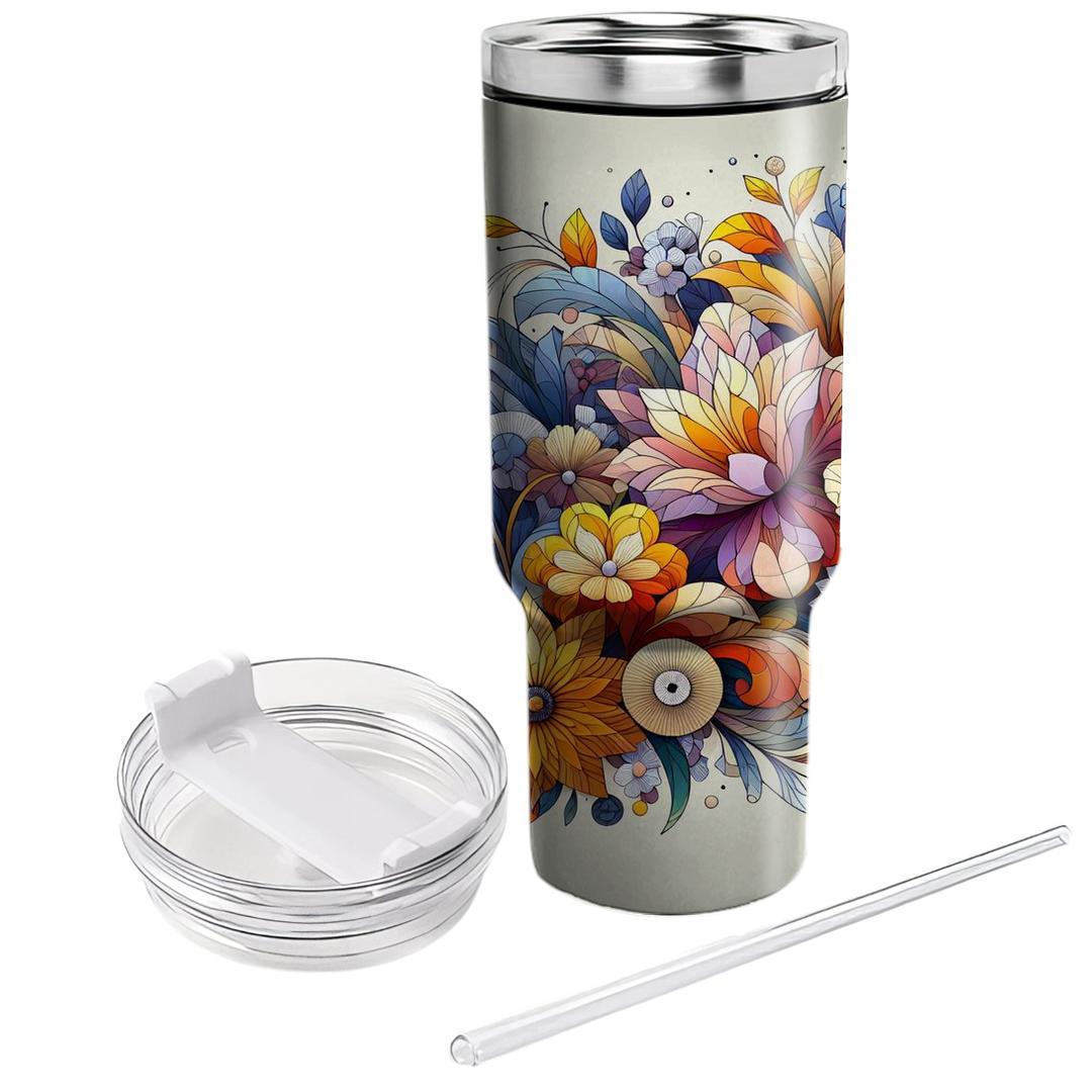 Chic 70s Floral Mosaic  Travel Tumblers