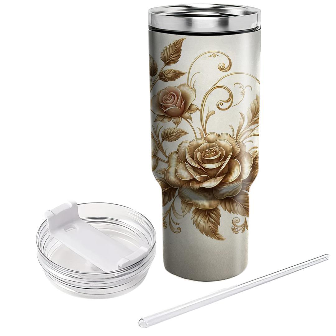 Golden Floral Dreamscape  Unique Tumblers