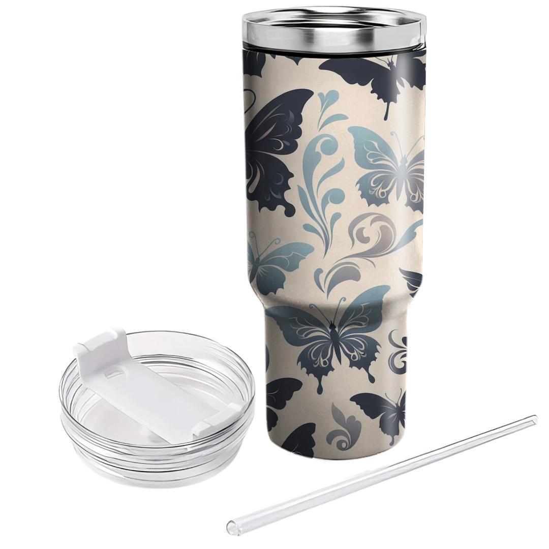 Elegant Butterfly Silhouettes  Tumblers With Lids