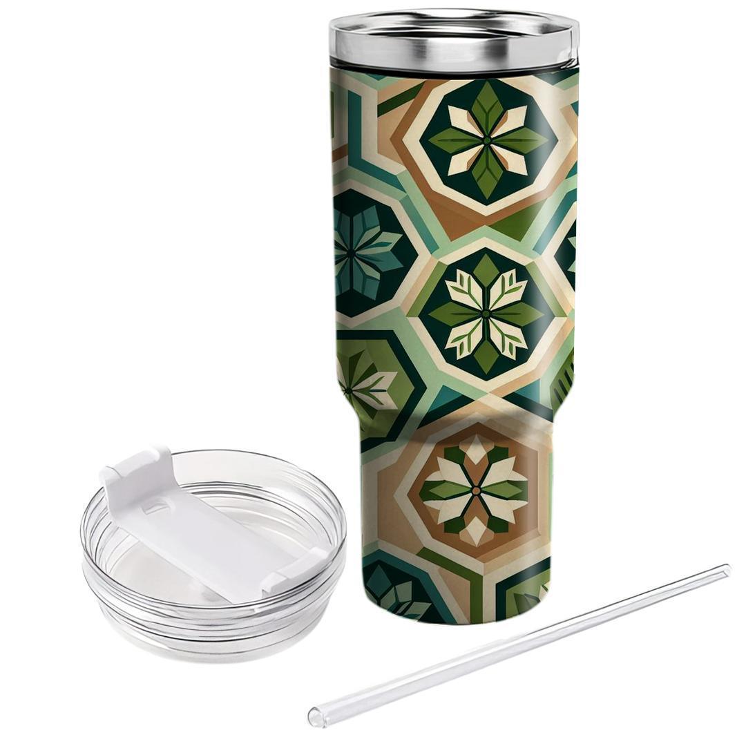 Hexagonal Leaf Mosaic  Tumblers For Gifts