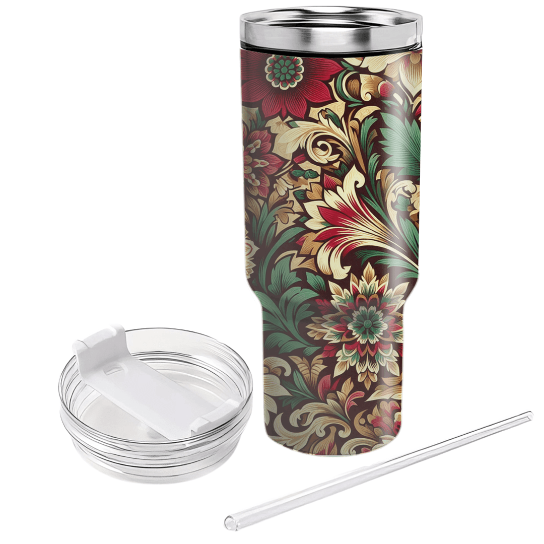 Retro Floral Tapestry Travel Tumblers