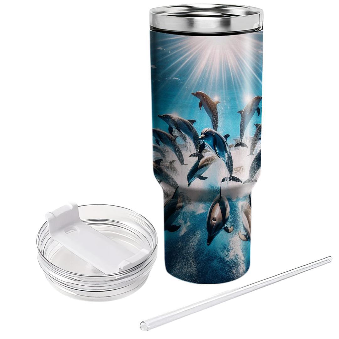 Sapphire Dolphin Dance  Travel Tumblers