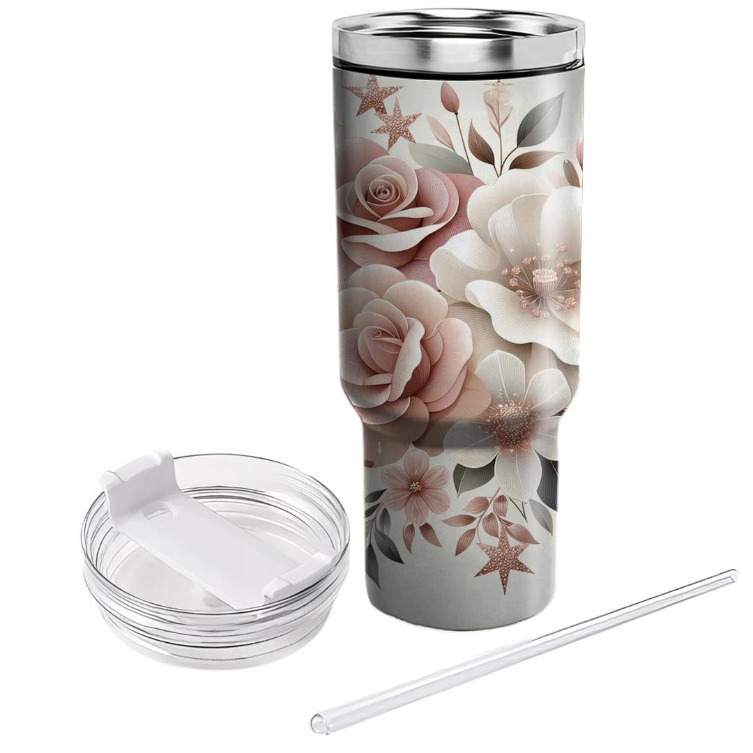 Glimmering Floral Dreams  Unique Tumblers