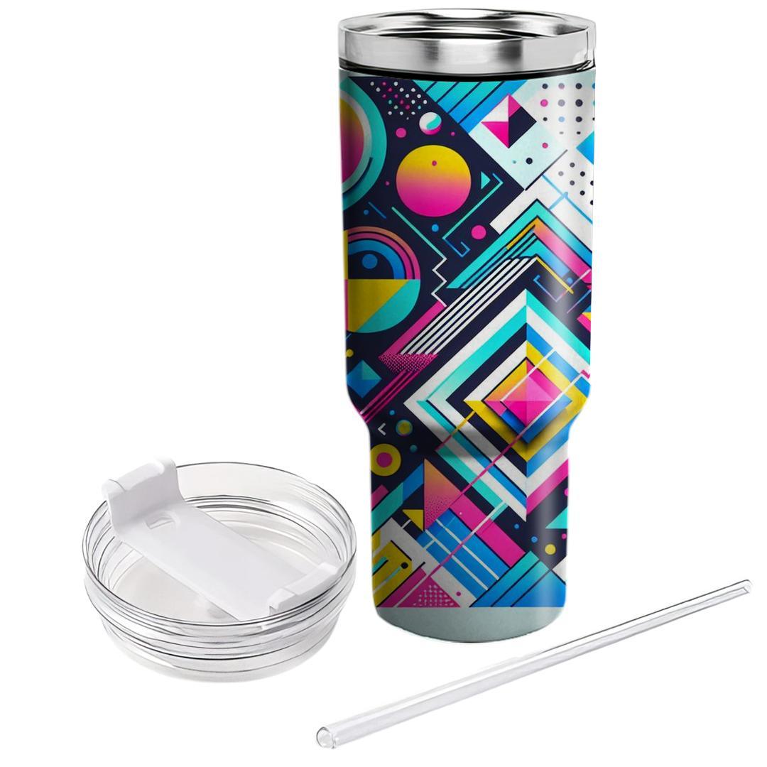 Abstract Neon Geometrics  Personalized Tumblers