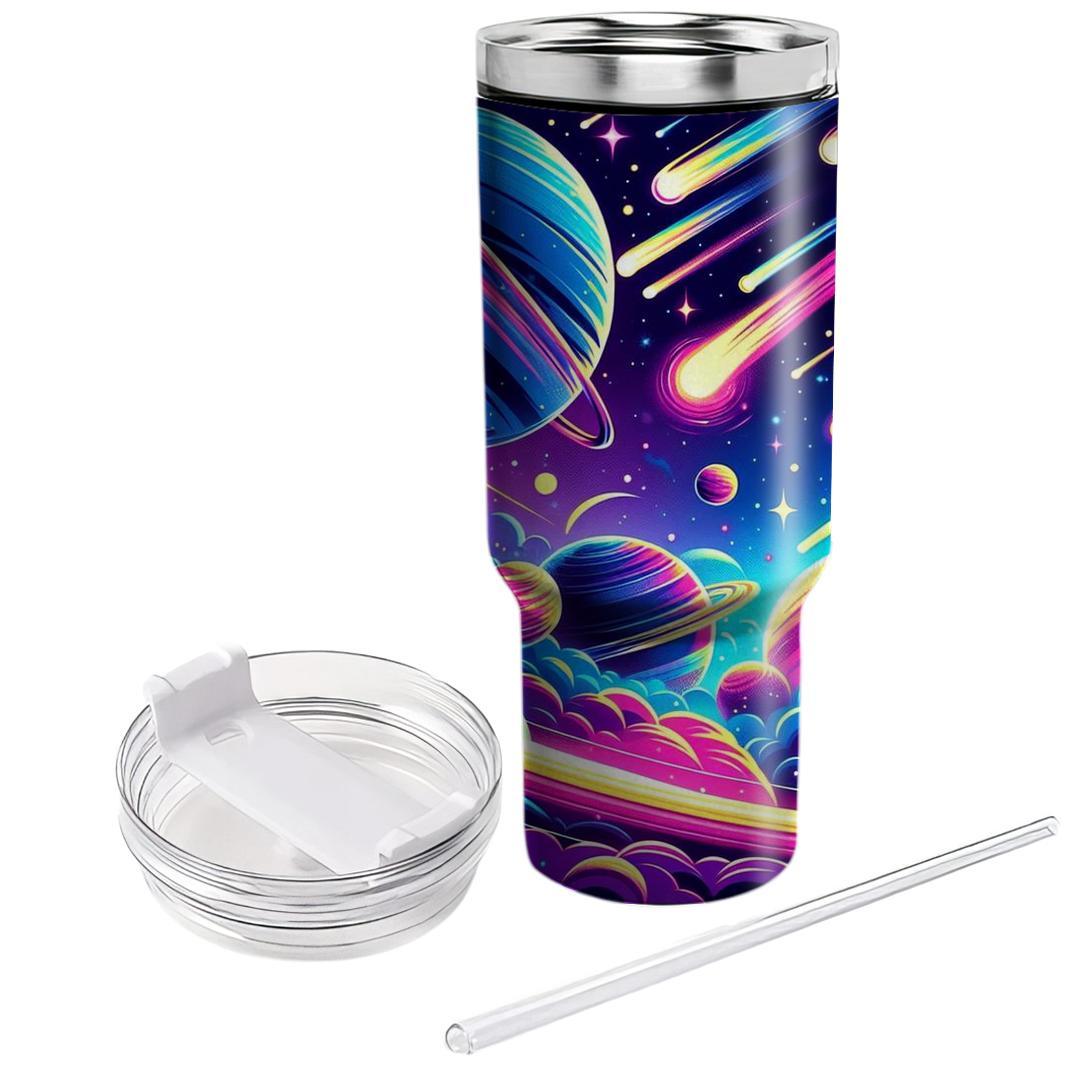 Nostalgic Neon Space  Personalized Tumblers
