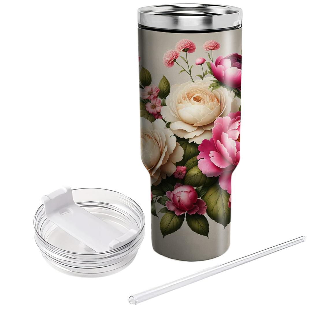 Charming Peony And Rose  Unique Tumblers