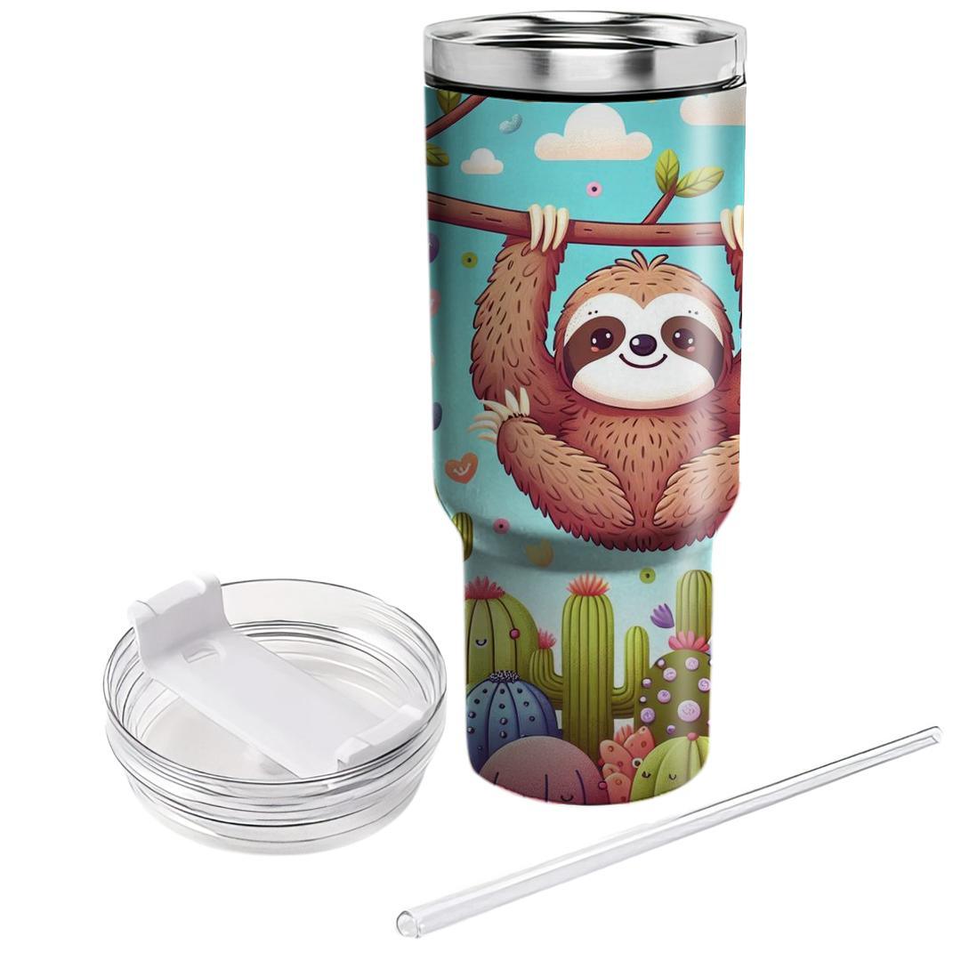 Charming Sloth & Cacti  Tumblers With Lids