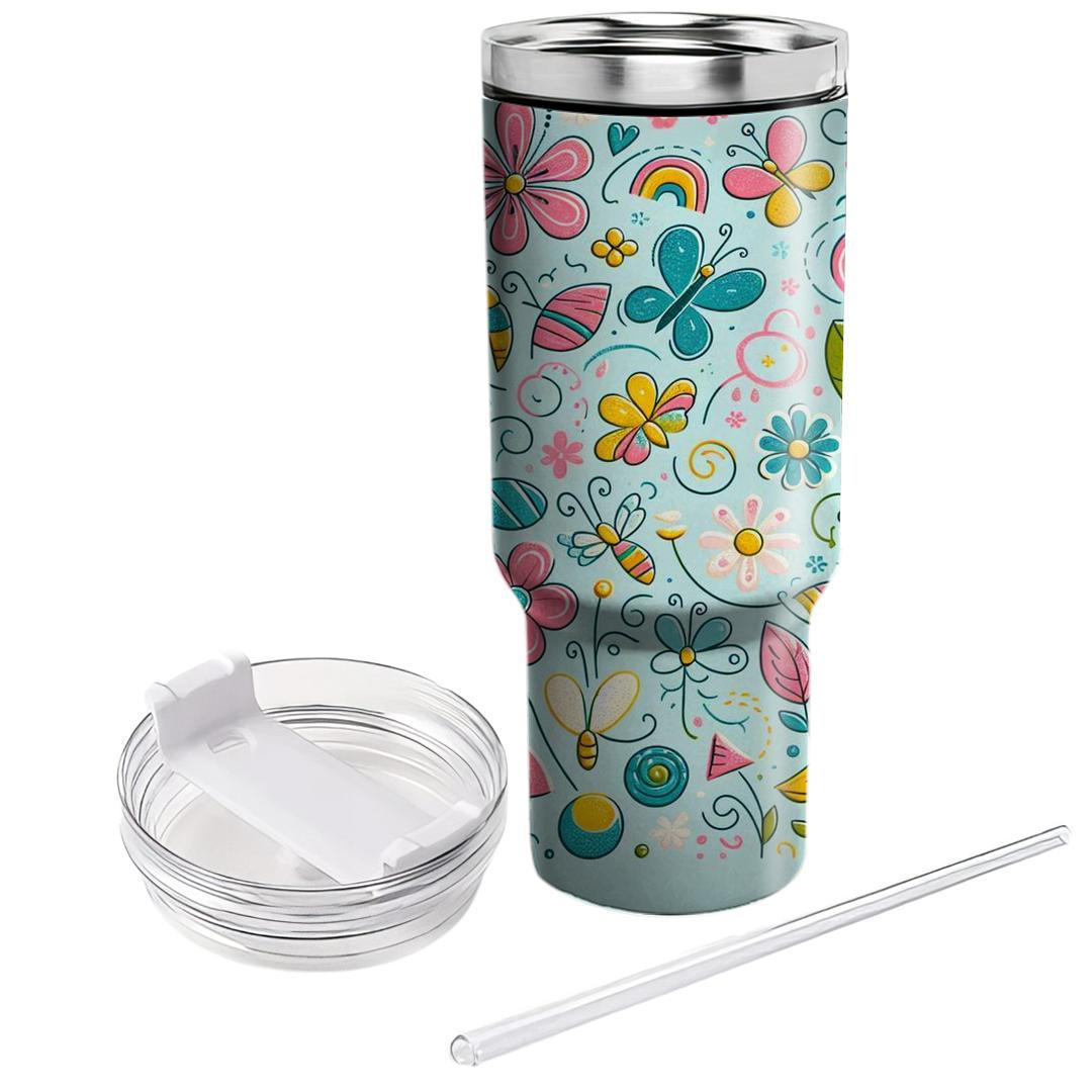 Spring Doodle Garden  Travel Tumblers