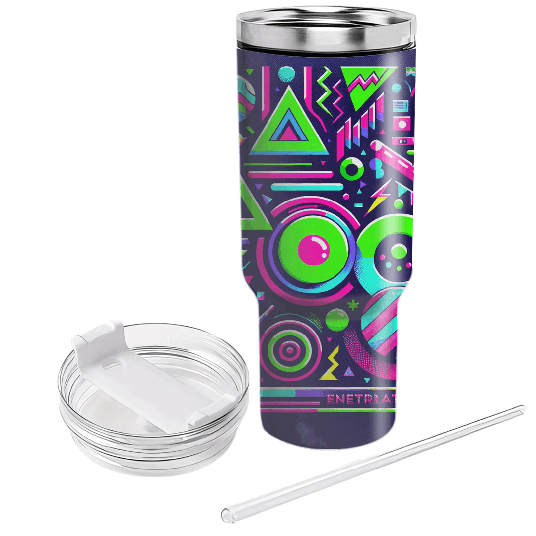 Vibrant 80s Patterns Travel Tumblers