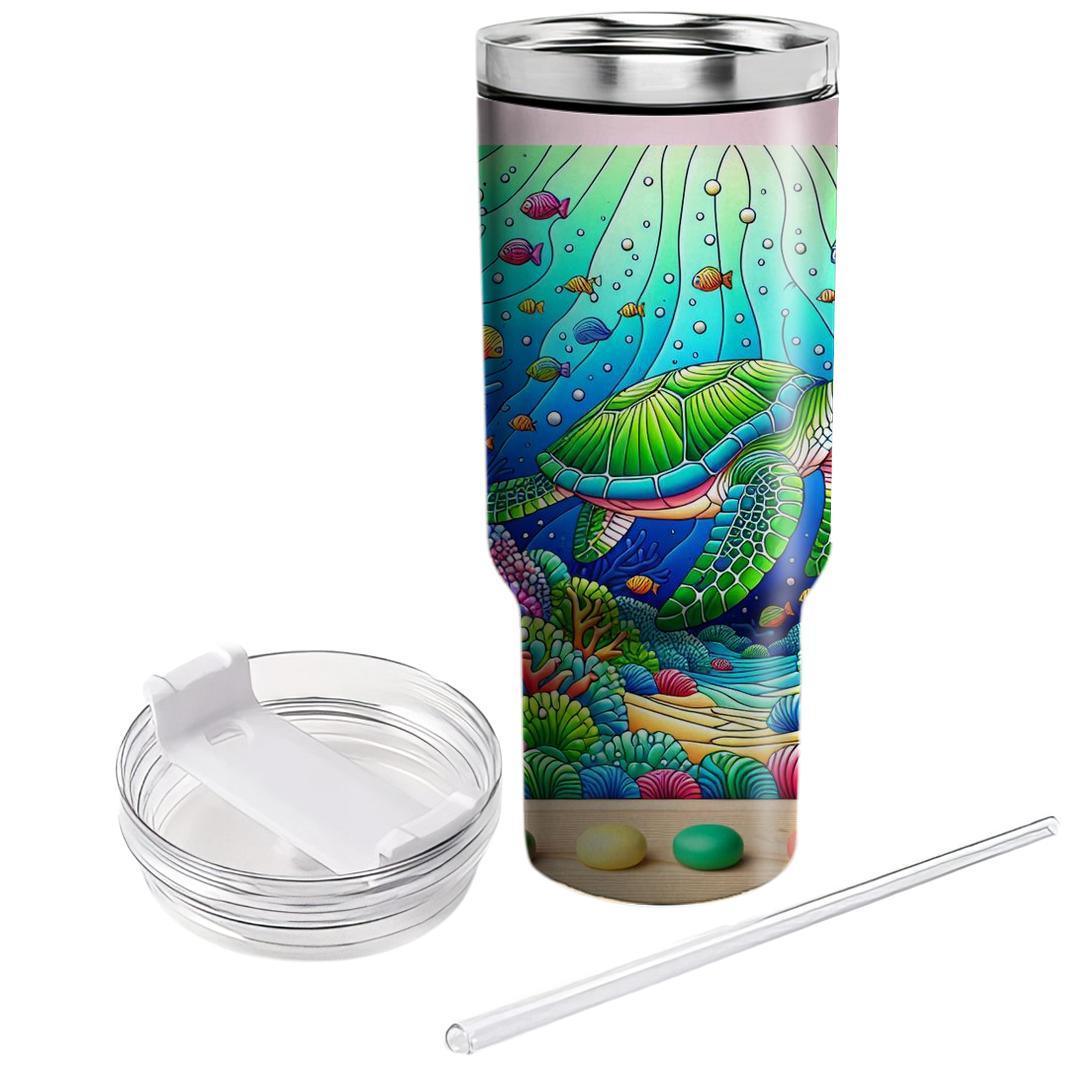 Lively Turtle Ocean Dance  Travel Tumblers