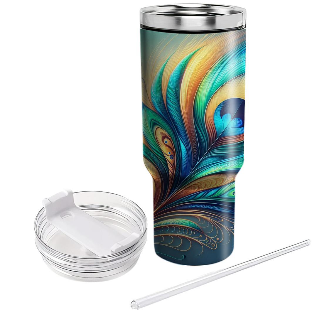 Abstract Peacock Feather  Travel Tumblers