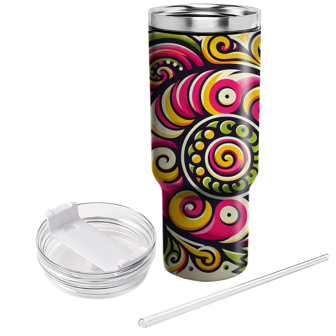Lively Spiral Floral  Tumblers With Lids
