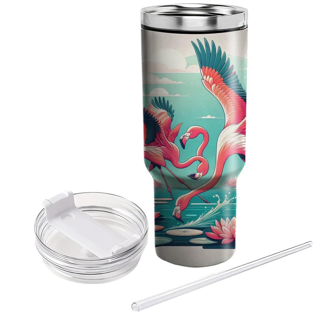 Glorious Flamingo Ballet  Travel Tumblers