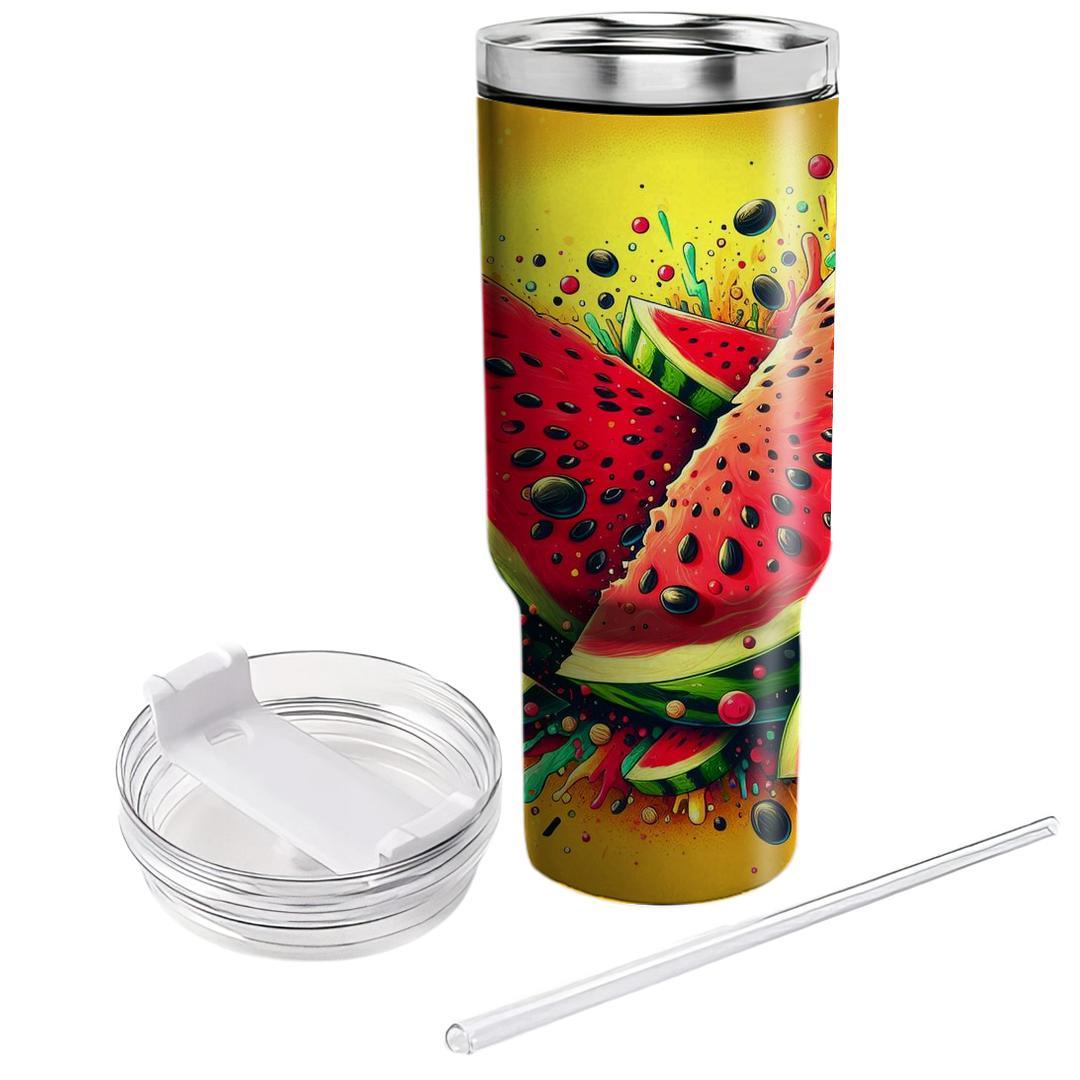 Summer Watermelon Delight Tumblers With Lids