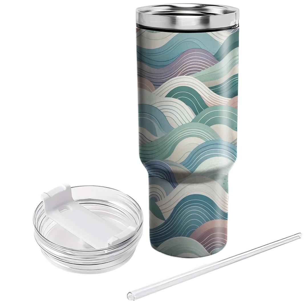 Abstract Watercolor Waves Travel Tumblers
