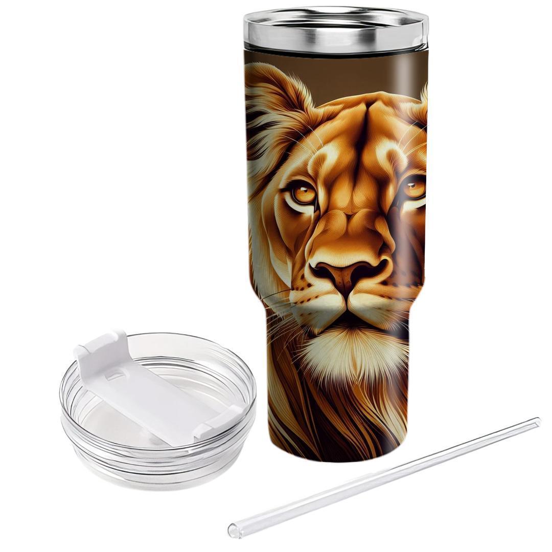 Fierce Lioness Gaze  Travel Tumblers