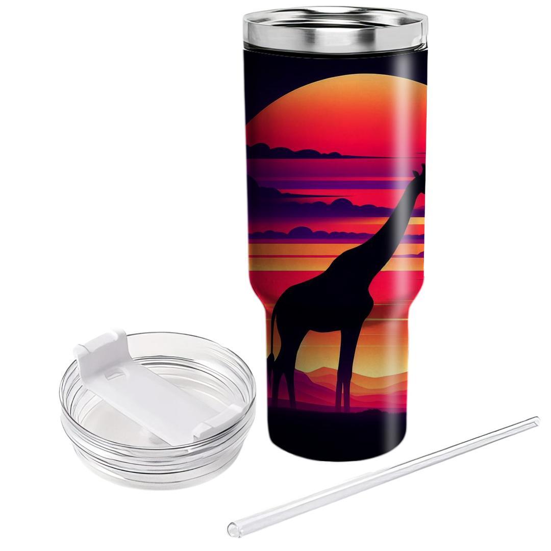 Charming Giraffe Silhouette  Tumblers With Lids