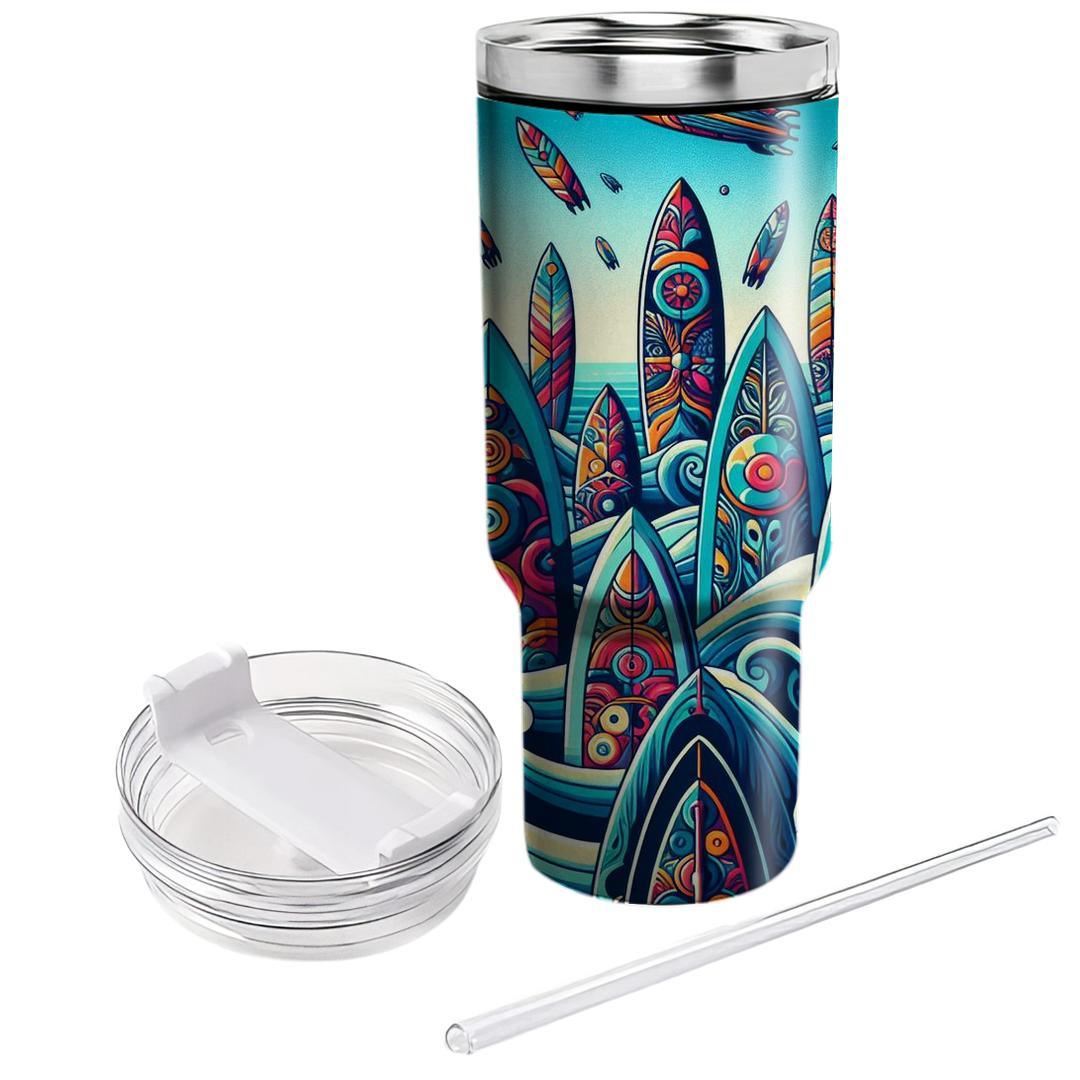 Retro Surfboard Vibes  Personalized Tumblers