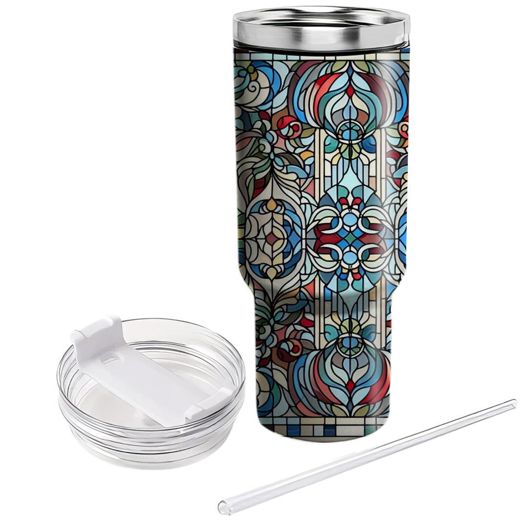 Intricate Stained Glass  Tumblers With Lids