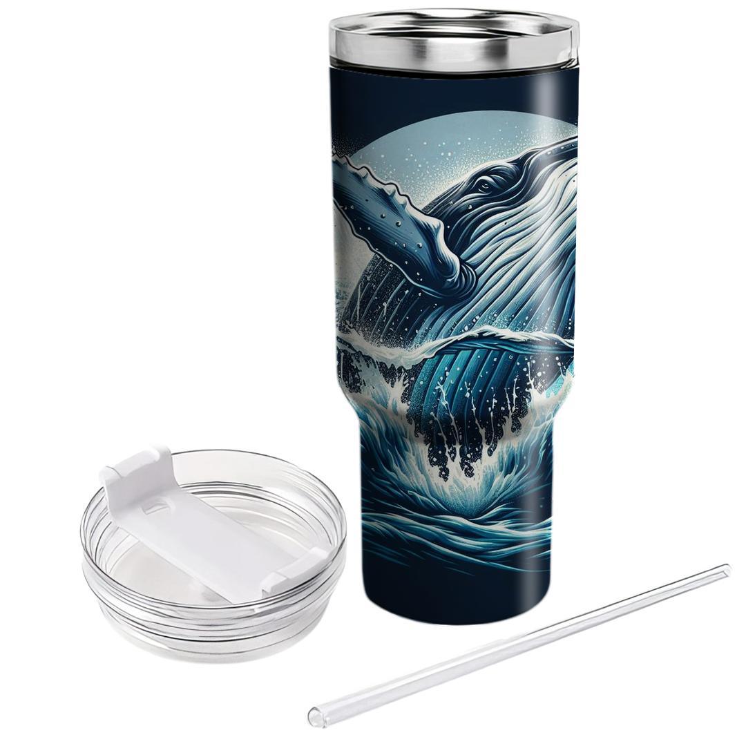 Majestic Whale Dance  Travel Tumblers
