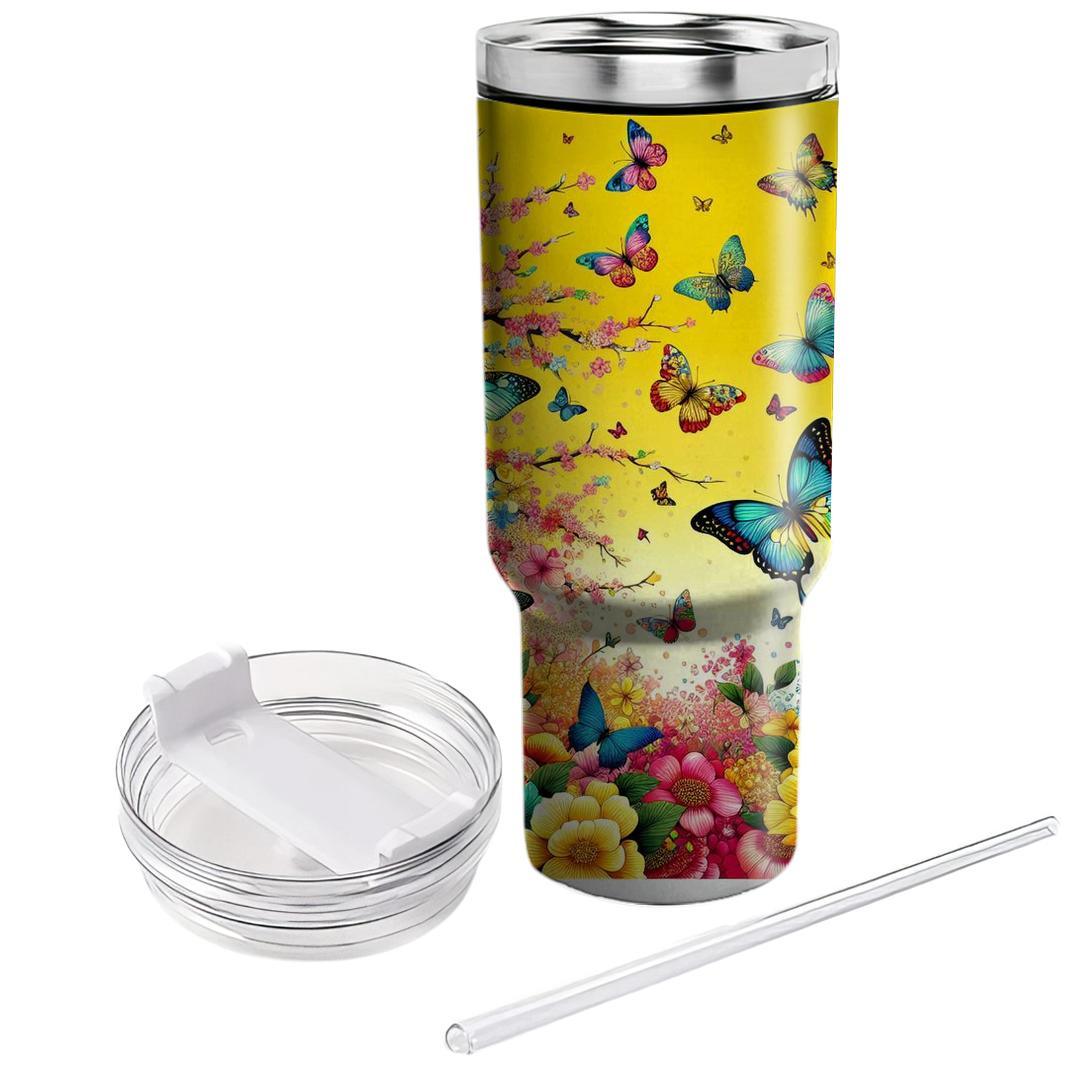 Spring Vibrant Butterfly Symphony  Custom Tumblers